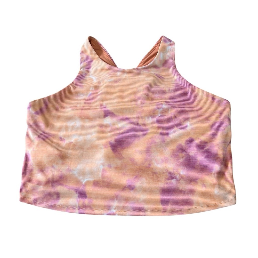 Athleta Conscious Crop Tank Top Orange Plus White Tie Dye Women’s Size 2X
